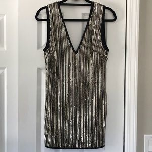 Black & Gold Sequin Party Dress